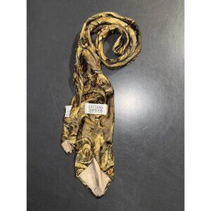 Luciano Soprani Mens Necktie Tie 100% Silk 58" Career Green Brown Gold
